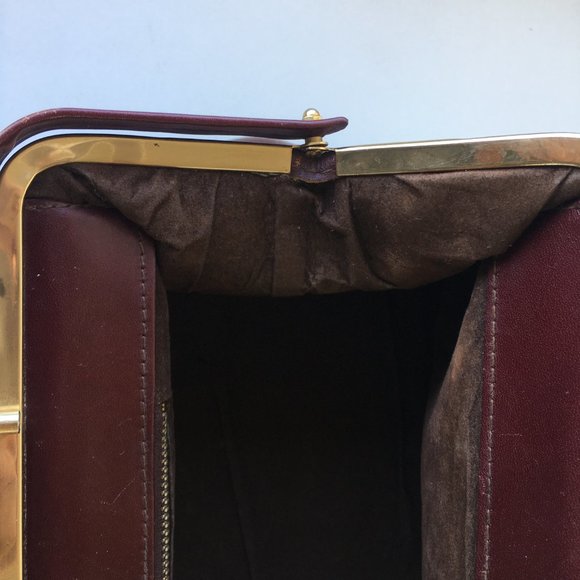 ✨SOLD✨ Vintage Hand Bag 1980's brown/dark red Leather - Picture 11 of 13